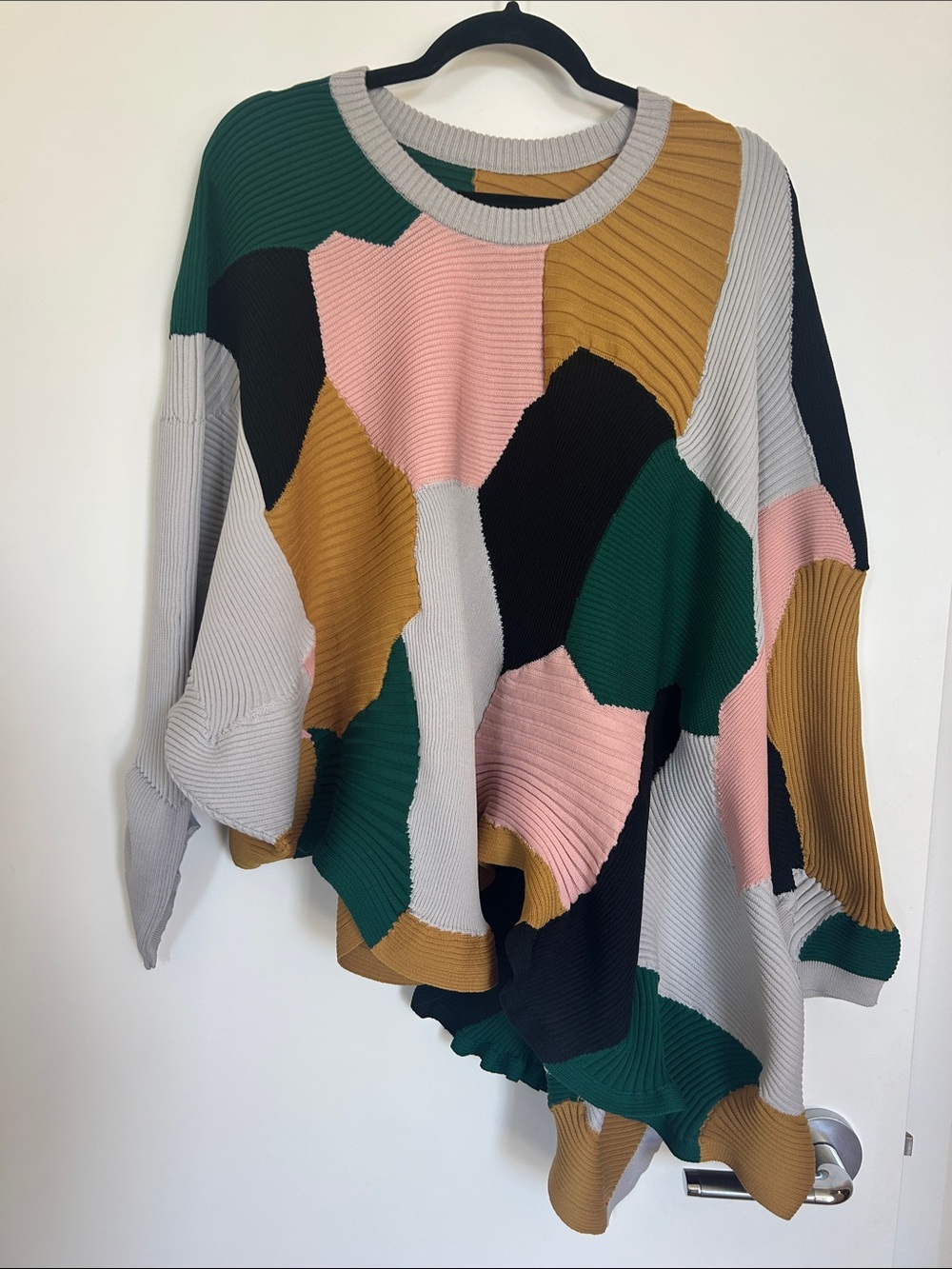 Issey Miyake Black, White, Mustard & Pink Ribbed Knit Top